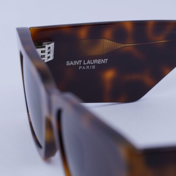 Saint Laurent SL654 003 Sunglasses Havana Square Frame, Black Lenses main image 11